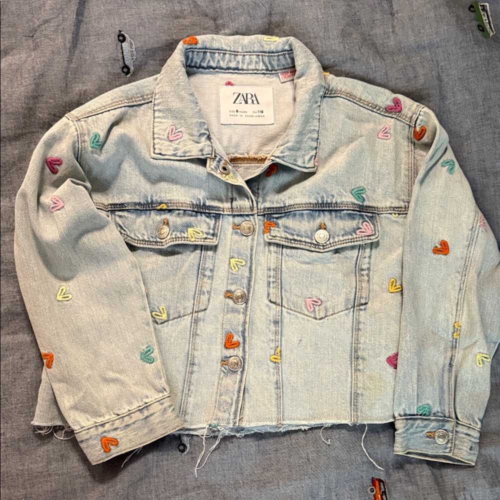 ZARA Cropped Light Wash Denim Jacket